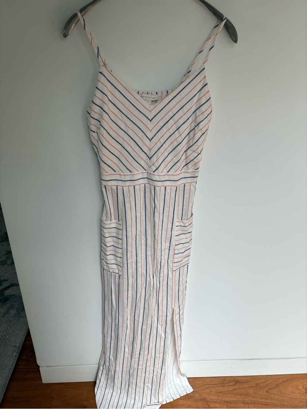 Monteau Linen blend Striped Midi /Maxi dress size Medium